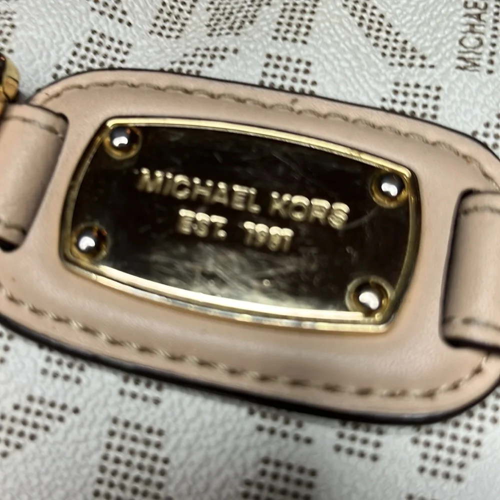 Michael Kors White and Beige Crossbody Purse